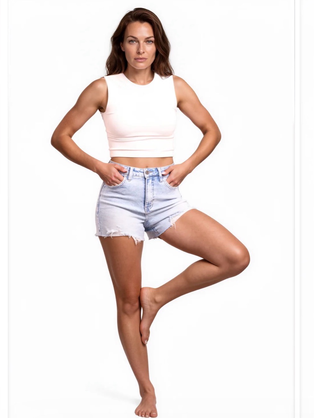 Nwt Ava Lane Xl High-Rise Tummy Control Distressed Denim Shorts — image 4 of 8